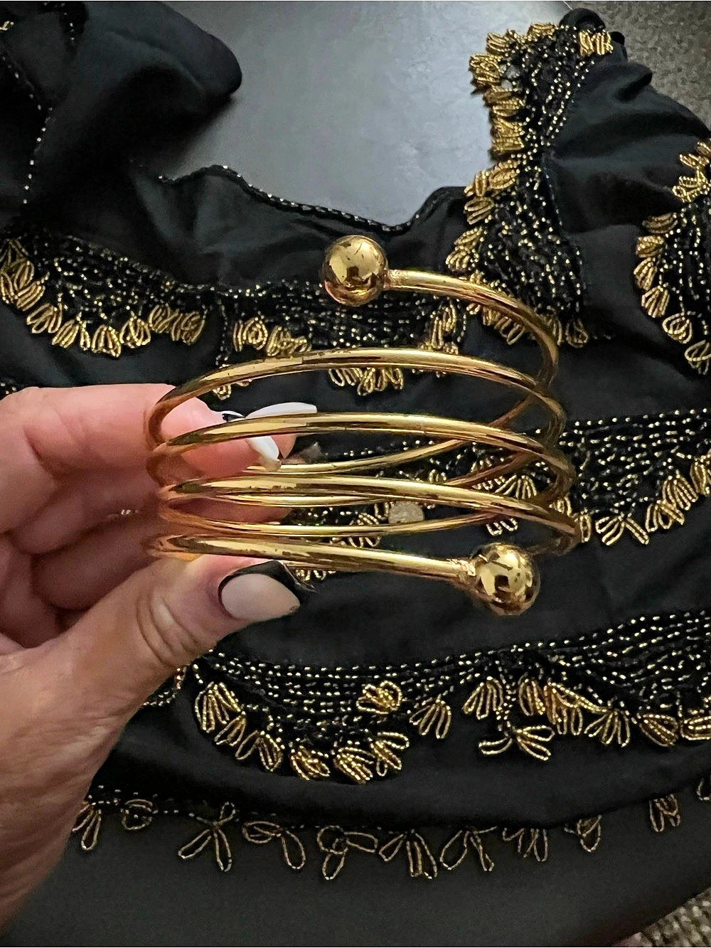 Gold-Tone Floral Embellished Bracelet Set
